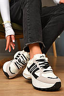 Кросівки жіночі зимові чорно-білого кольору на шнурівці 207630L
