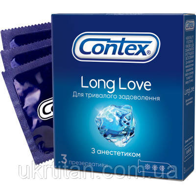 Оригінал! Презервативи Contex Long Love з анестетиком латексні з силіконовою змазкою 3 шт. (5060040300107) - Вища Якість!, фото 1