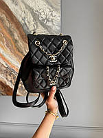 Chanel Mini Backpack Black Lambskin with Silver-Tone Metal 18 см