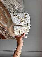 Chanel Mini Backpack White Lambskin with Silver-Tone Metal 18 см