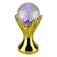 Лампа на підставці куля рука RGB RHD-17 (RD-5014) диско куля в руках нічник з підсвіткою Золотиста florentia