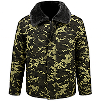 Бушлат зимовий Дубок з хутром 64 розмір ,тепла чоловіча камуфляжна куртка для охорони, мисливців