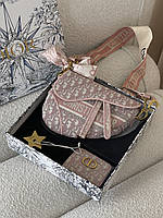 Набір подарунковий Dior Saddle - сумка сідло та кархолдер рожевий Є