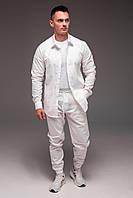 Чоловічий комплект-сорочка + штани льон молочний новий стильний костюм для літнього сезону Україна