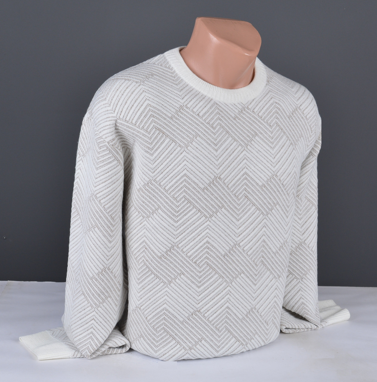 Чоловічий светр великого розміру | чоловічий джемпер молочний Туреччина 7270 Б, фото 1