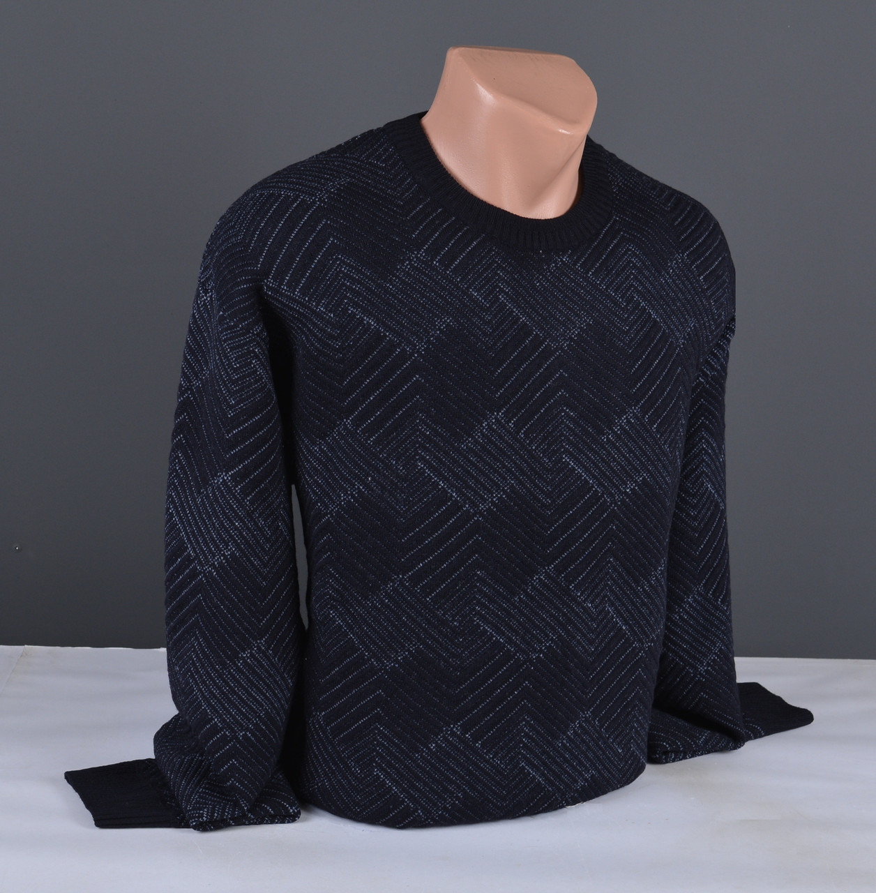 Чоловічий светр великого розміру | чоловічий джемпер темно-синій Туреччина 7272 Б, фото 1