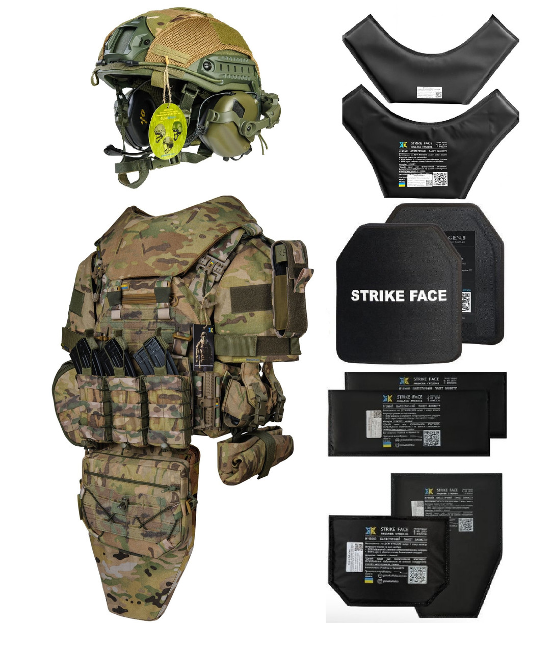 Бронежилет в максимальній комплектації 6 класу с захистом шиї, плечей, боків та паху, голови, спини та грудей, фото 1