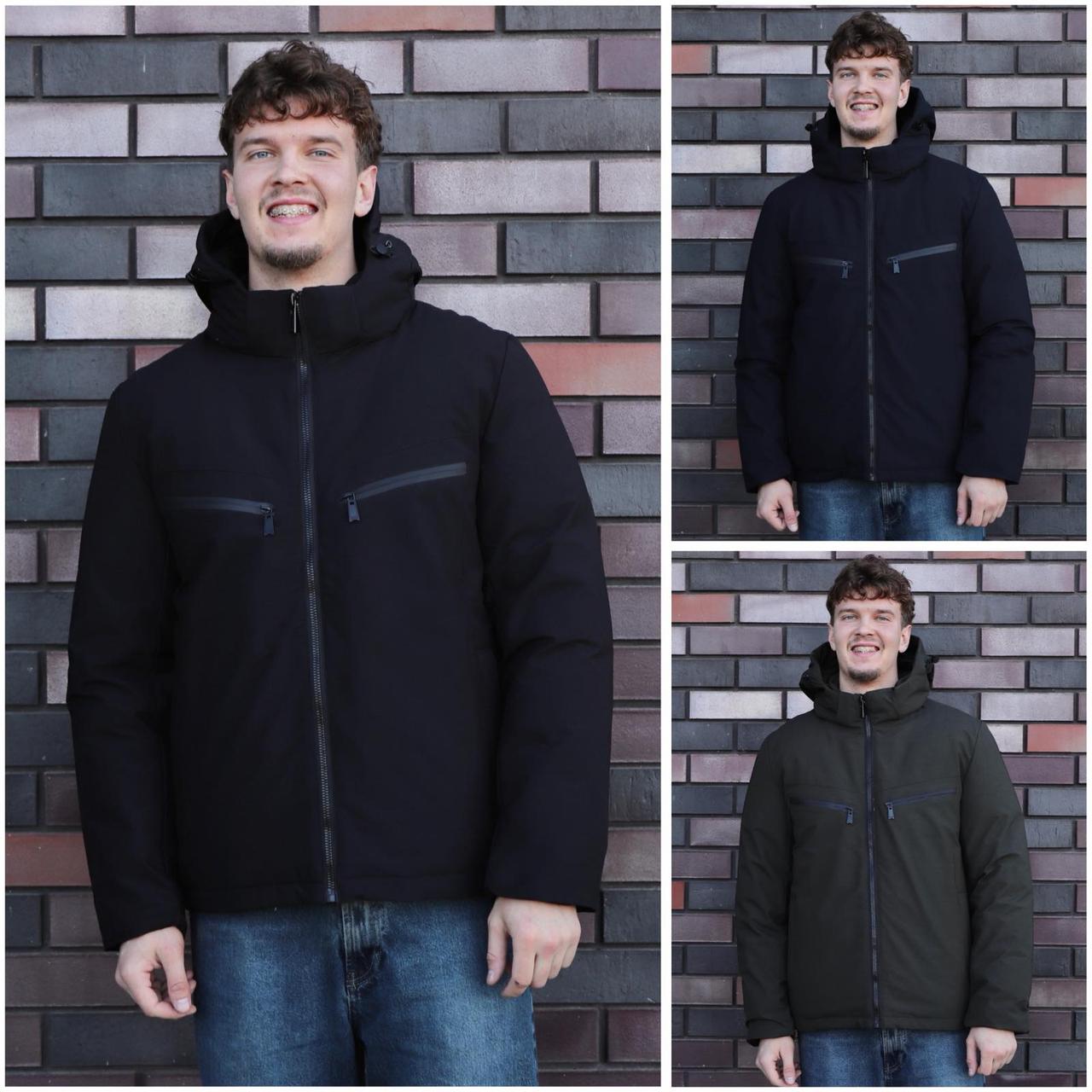 Стильна подовжена зимова куртка в чорному кольорі, фото 1