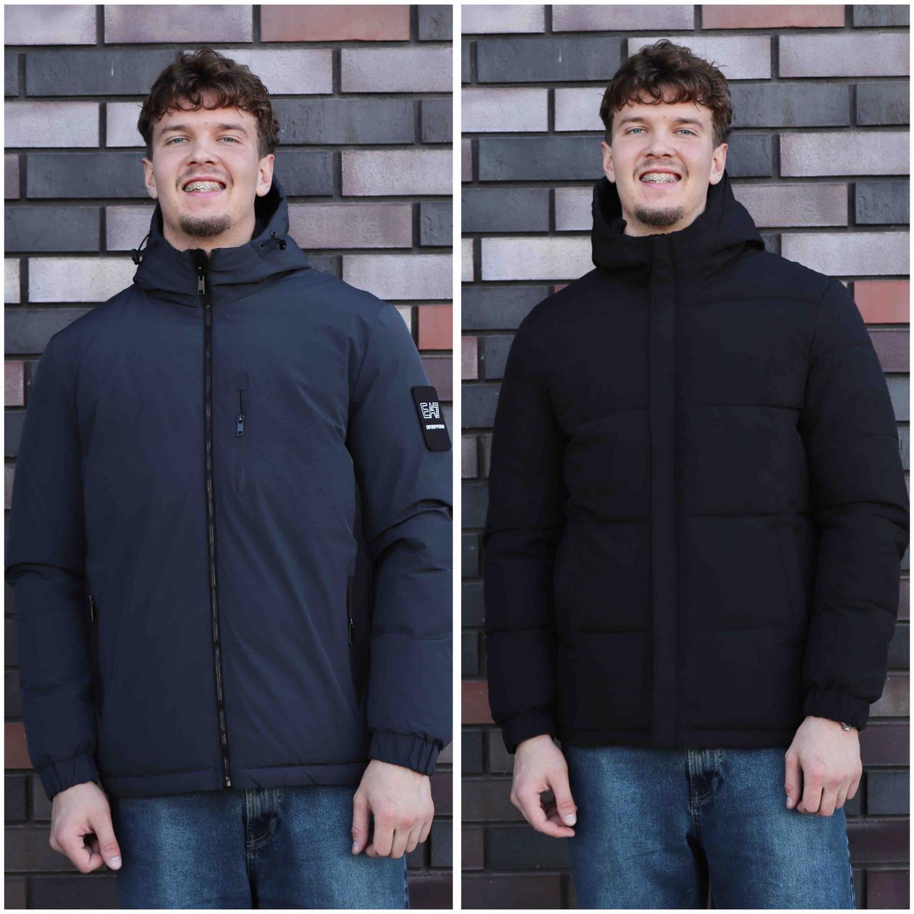 Стильна подовжена зимова куртка в чорному кольорі, фото 1