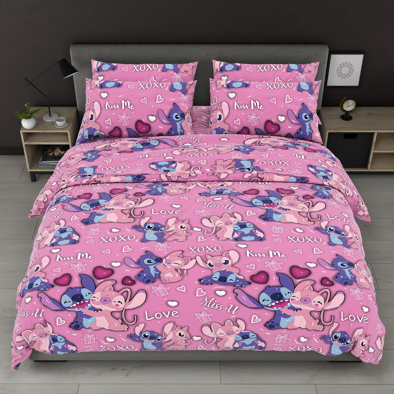 Дитяча постільна білизна - Стіч на рожевому