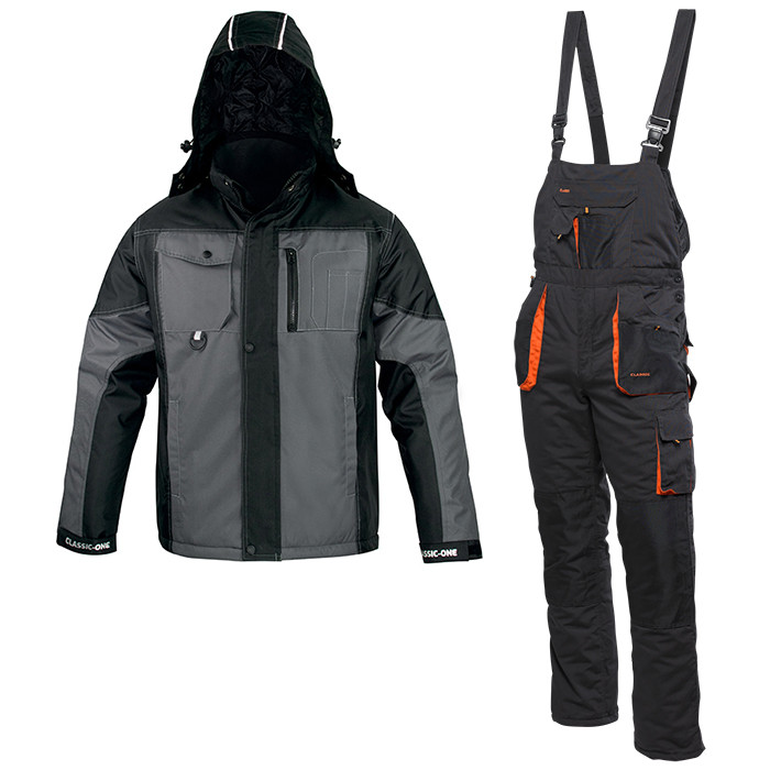 Костюм чоловічий зимовий куртка з капюшеном та напівкомбінезон, захисна утеплена уніформа спецодяг на зиму, польша