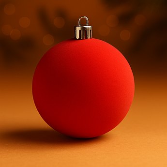 Ялинкова кулька оксамитова світло-червона 15 см | кругла гладка новорічна іграшка | святковий декор | поштучно | 8 кольорів