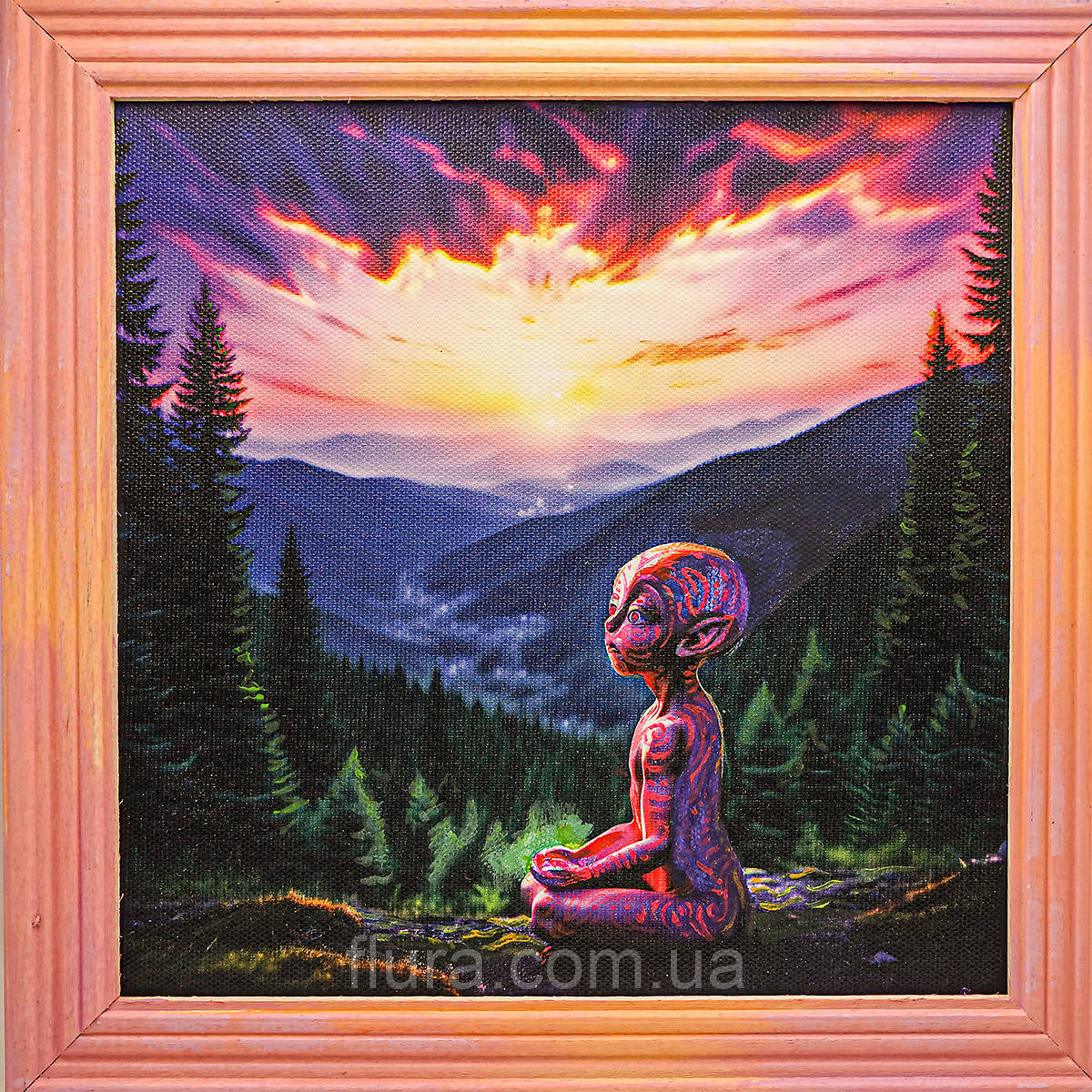 Картина для дому на стіну авторська флуоресцентна 20×20 см / Картини на полотні для інтер'єру