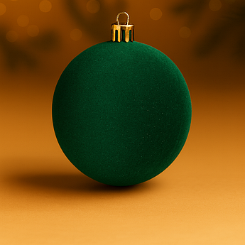 Ялинкова кулька оксамитова 15 см | кругла гладка новорічна іграшка | святковий декор | поштучно | 8 кольорів Смарагдовий