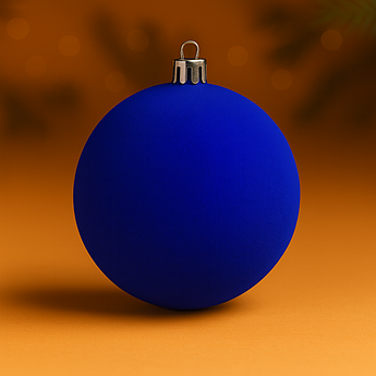 Ялинкова куля оксамитова світло-червона 15 см | кругла гладка новорічна іграшка | святковий декор | поштучно | 8 кольорів Синій
