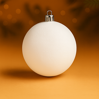 Ялинкова кулька оксамитова 15 см | кругла гладка новорічна іграшка | святковий декор | поштучно | 8 кольорів Білий