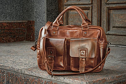 Сумка-саквояж коричневий,саквояж шкіряний чоловічий,саквояж ручна робота