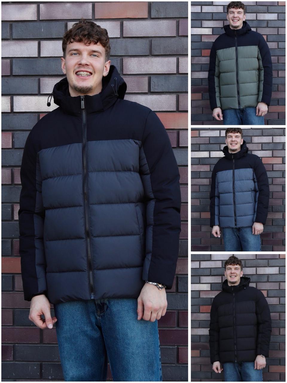 Стильна подовжена зимова куртка в чорному кольорі, фото 1