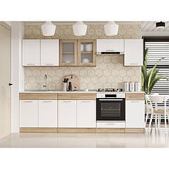 Кухня модульна Еверест Еко набір №5 дуб сонома/німфея альба (білий) 2.6 м стільниця Скай (DTM-071059)