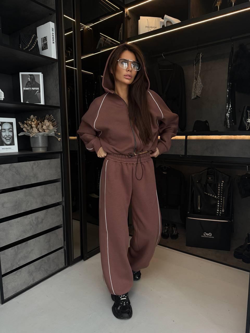 Жіночий теплий спортивний костюм у стилі оверсайз, фото 1