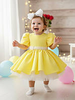 Ошатне пишне жовте плаття з фатином і бантом для дівчаток 86-110р