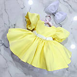 Ошатне пишне жовте плаття з фатином і бантом для дівчаток 86-110р, фото 2