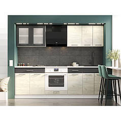 Кухня модульна Еверест Еко набір №3 крафт білий/графіт 2.4 м стільниця Скай (DTM-071063)