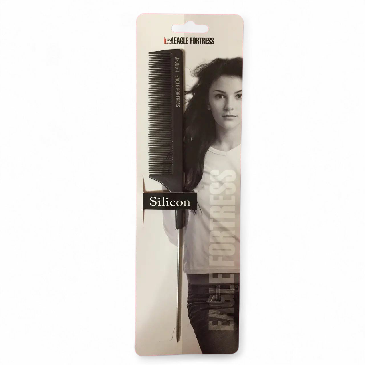 Професійний силіконовий гребінець Eagle Fortress JF0054 з металевим роздільником. Термостійкий гребінь для фарбування., фото 1