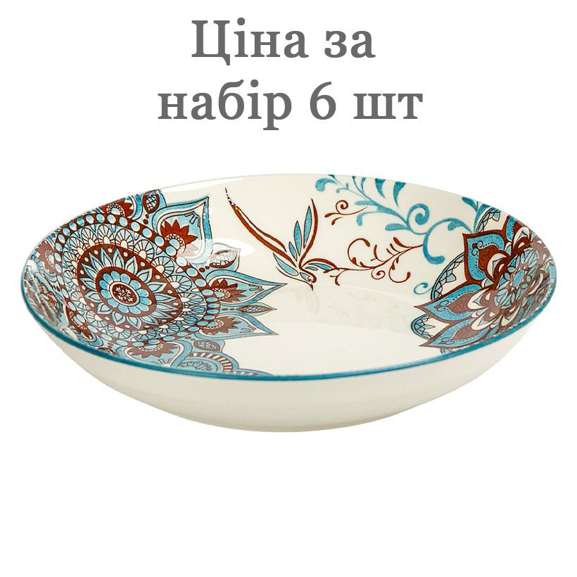Набір тарілок на 6 персон тарілка керамічна для салату, супу, рамена 18х5 см 300 мл (№-87), фото 1