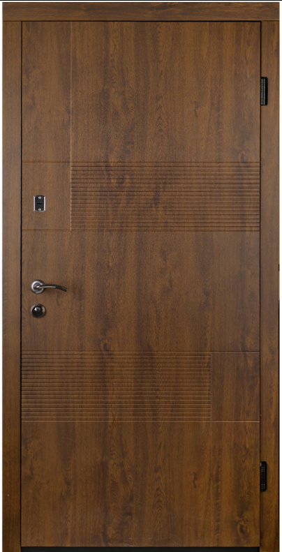 Двері вхідні Наші Двері ПОРТА ПВХ Ескада 1 Дуб темний 860х2050 мм, фото 1