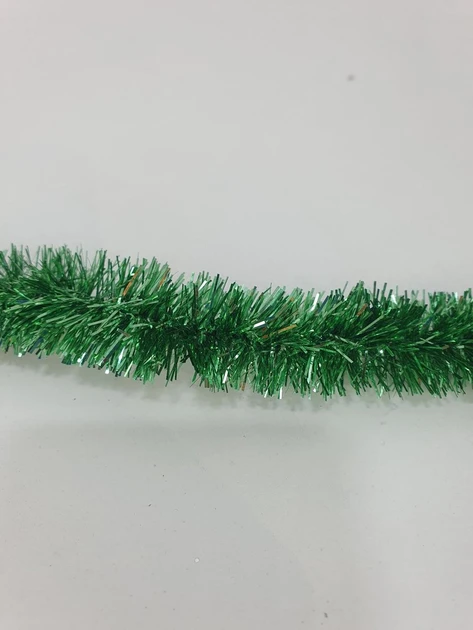 🔥  5 см діаметр Гарний дощик для декору Сріблястий із червоно-зеленими кінчиками, Довжина 3 метри