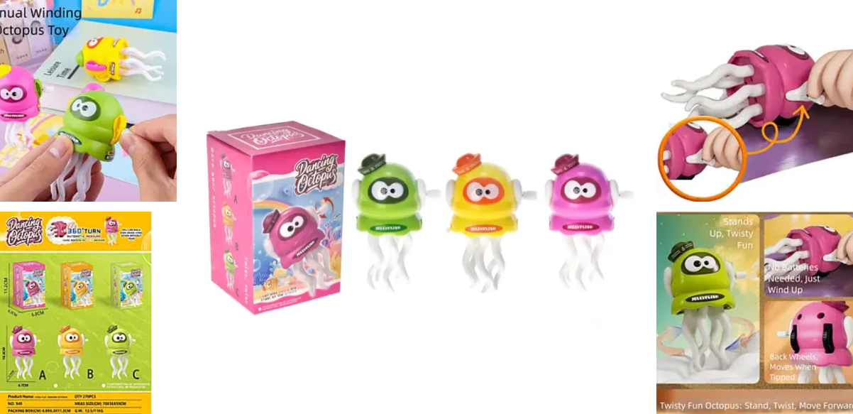 Танцююча іграшка-Кальмар/ музика, їздить, танцює / механічна , в коробці р.7х6х11 см