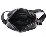 Чоловіча сумка через плече з натуральної шкіри Барсетка Чоловіча шкіряна сумка для документів планшет Чорний, фото 8