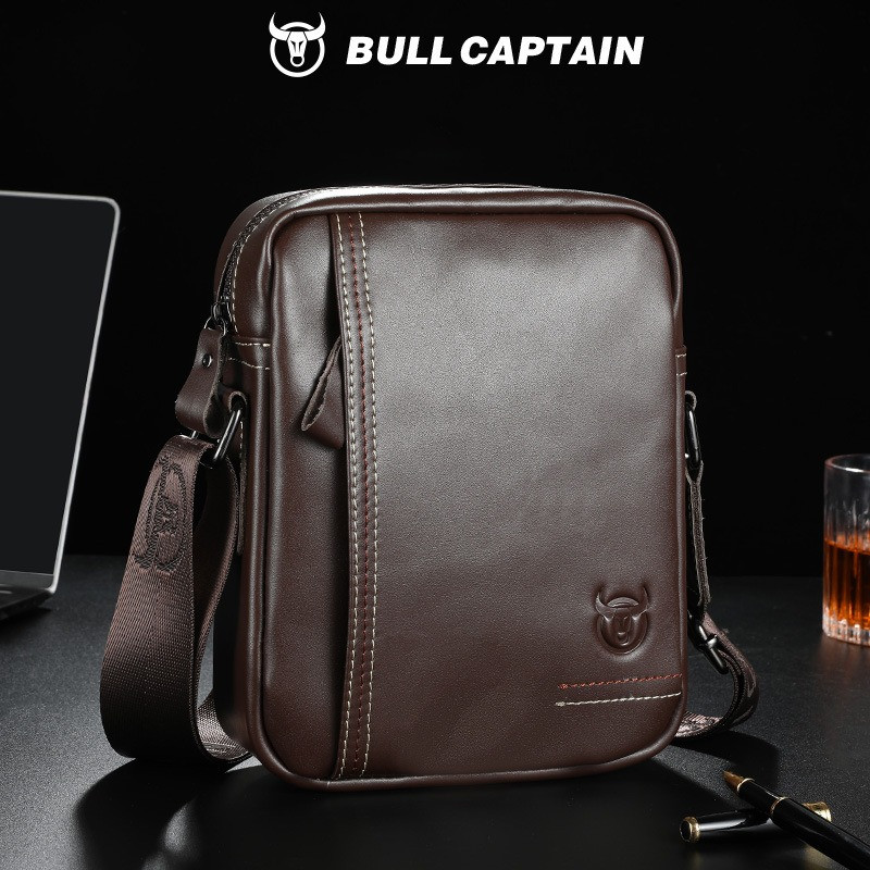 Чоловіча сумка через плече з натуральної шкіри Барсетка Чоловіча шкіряна сумка для документів планшет Коричневий, фото 1