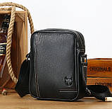 Чоловіча сумка через плече з натуральної шкіри Барсетка Чоловіча шкіряна сумка для документів планшет Коричневий, фото 2