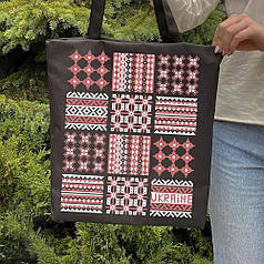 Набір для вишивки бісером Шопер "Квадратні орнаменти_609", 38х42 см