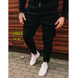 Чорні трикотажні чоловічі штани з флісом Розміри: 48,50,52,54,56 (31135-1)