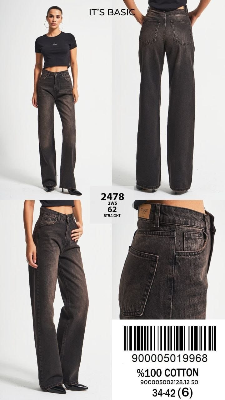 Джинси денім коричневі жіночі палацо труби турція, фото 1