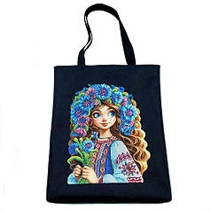 Набір для вишивки бісером Шопер "Дівчинка з волошками", 38х42 см