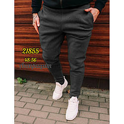 Трикотажні чоловічі штани антрацитового кольору з флісом Розміри: 48,50,52,54,56 (31135-3)