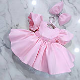 Святкова пишна рожева сукня з фатином і бантом для дівчаток 74-98р, фото 2