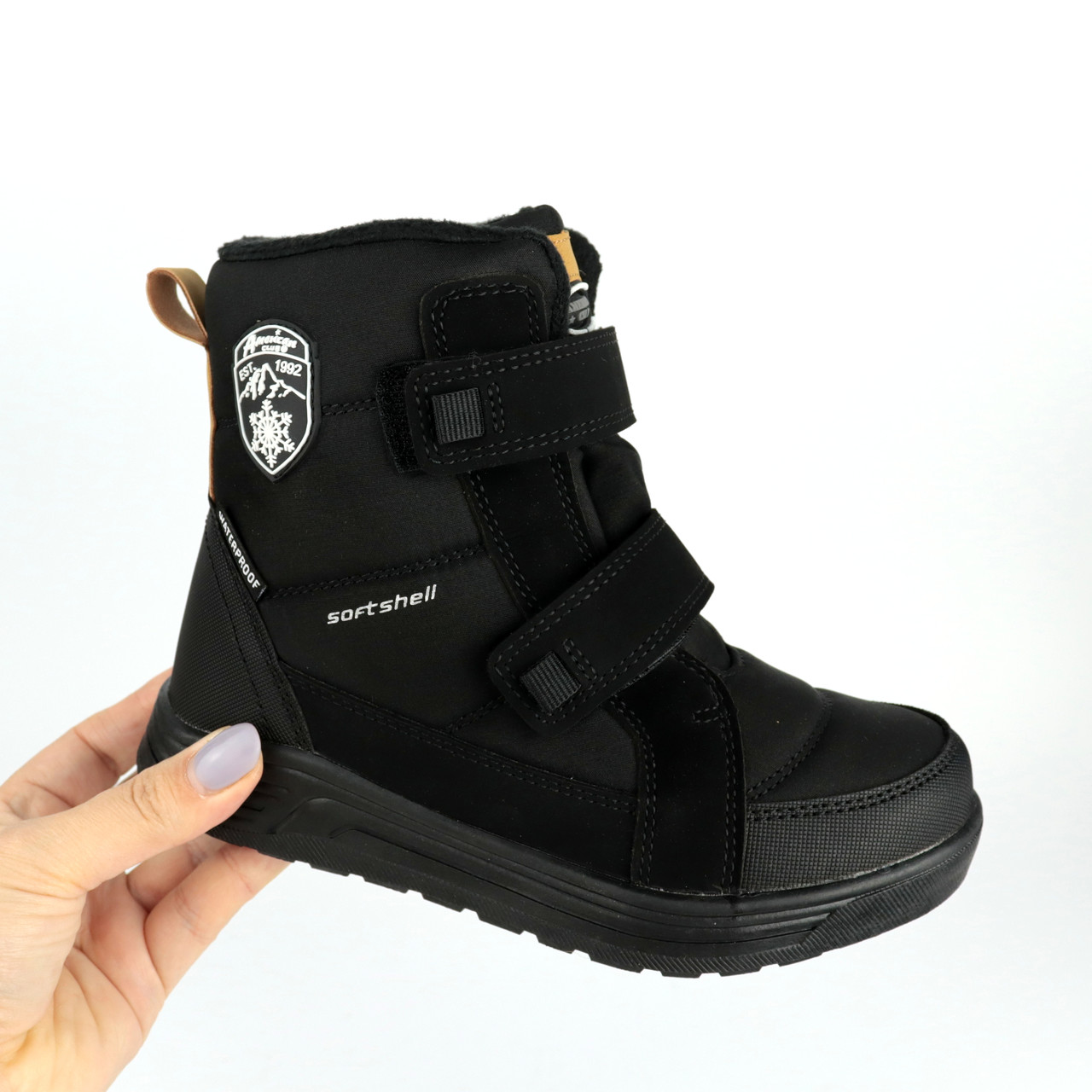 Чорні термо черевики на липучках мембрана Softshell Tripletex тм American Club