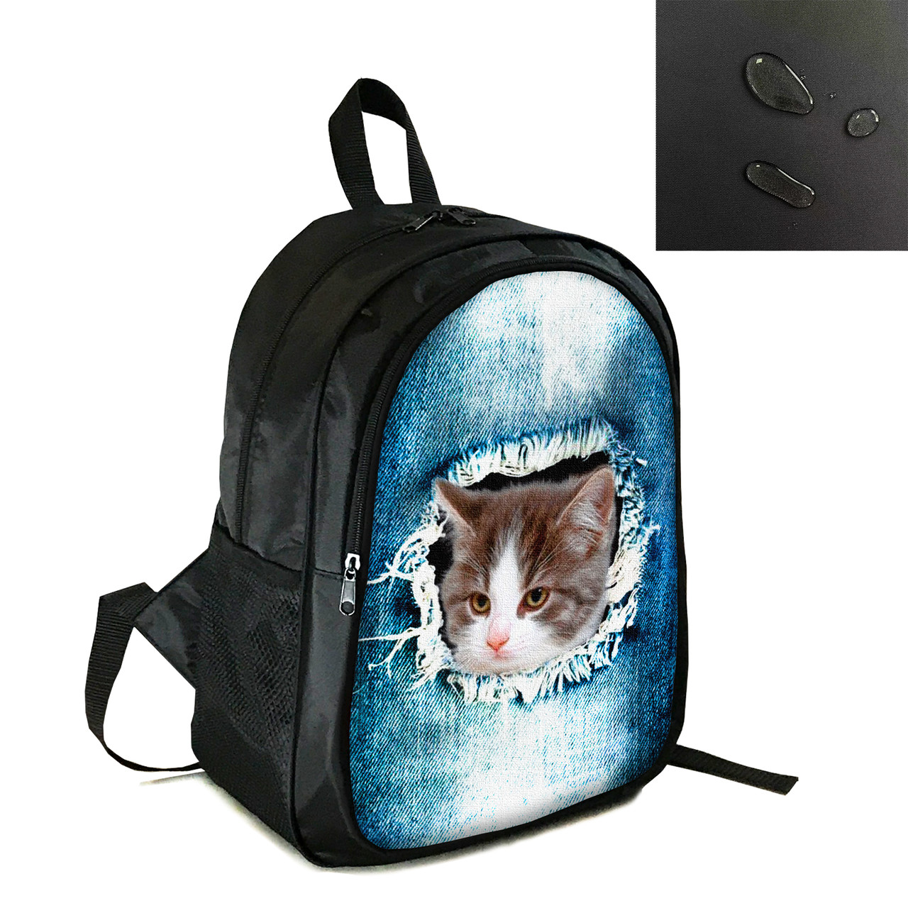 Рюкзак міський/шкільний 38×28см з принтом з котом/кошеням дитячий, підлітковий, спортивний (4140), фото 1