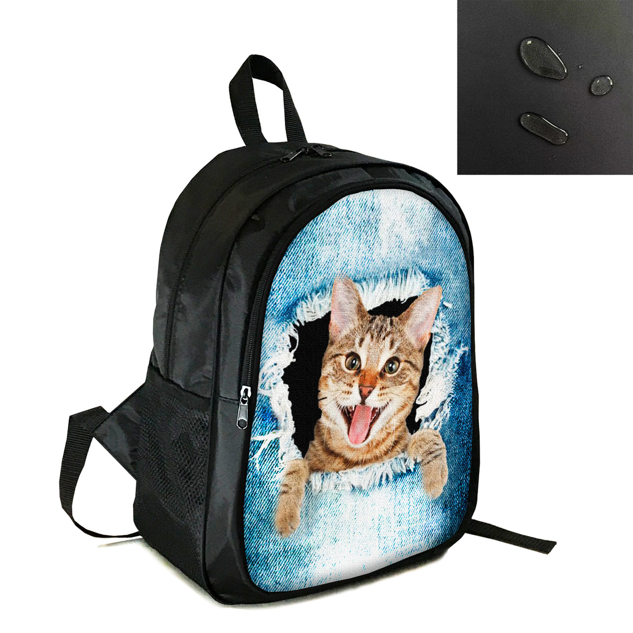 Рюкзак міський/шкільний 38×28см з принтом з котом/кошеням дитячий, підлітковий, спортивний (4141), фото 1