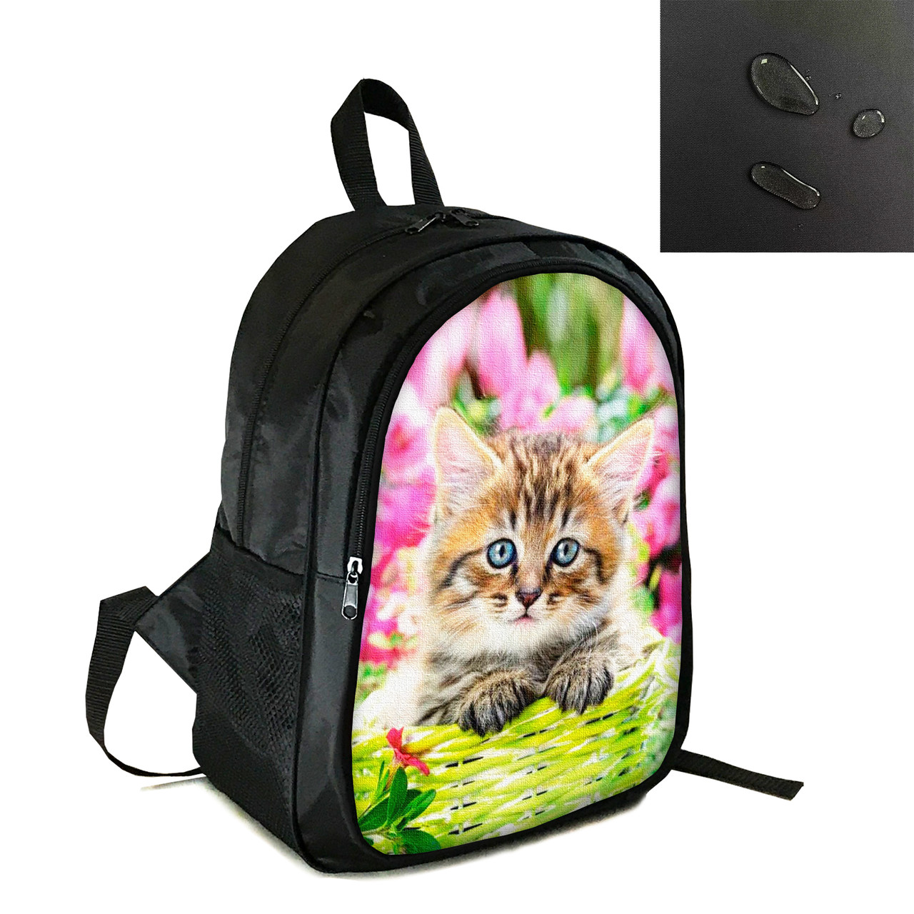 Рюкзак міський/шкільний 38×28см з принтом з котом/кошеням дитячий, підлітковий, спортивний (4143), фото 1