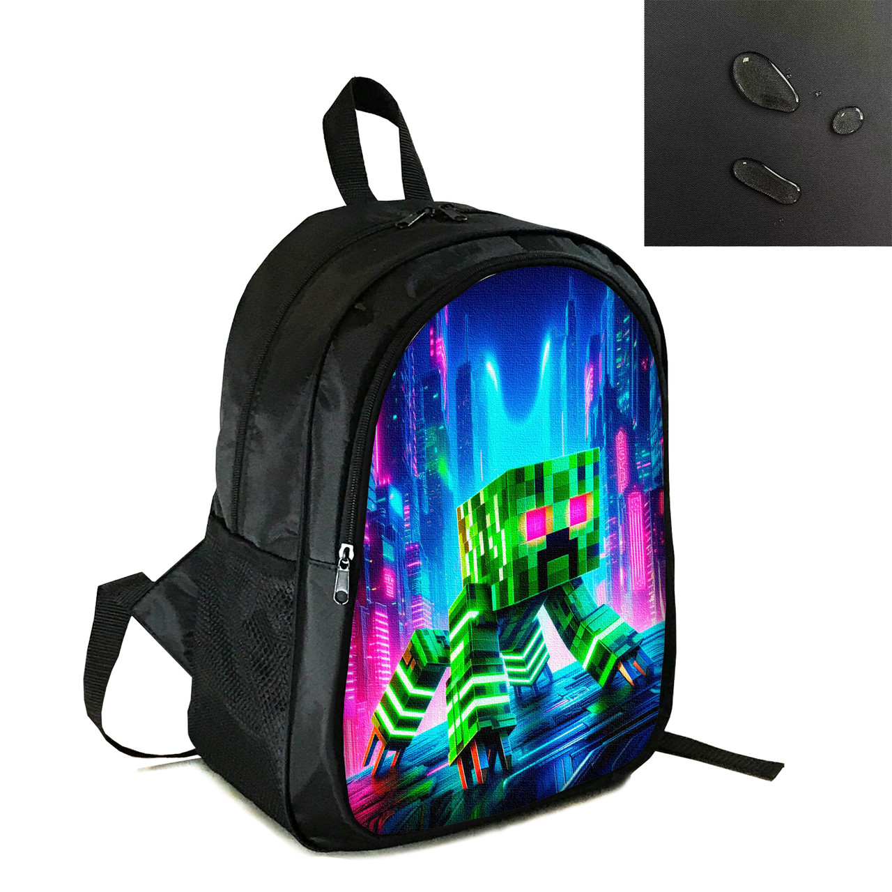 Рюкзак міський/шкільний 38×28см з принтом Minecraft Кріпер дитячий, підлітковий, спортивний (4179), фото 1