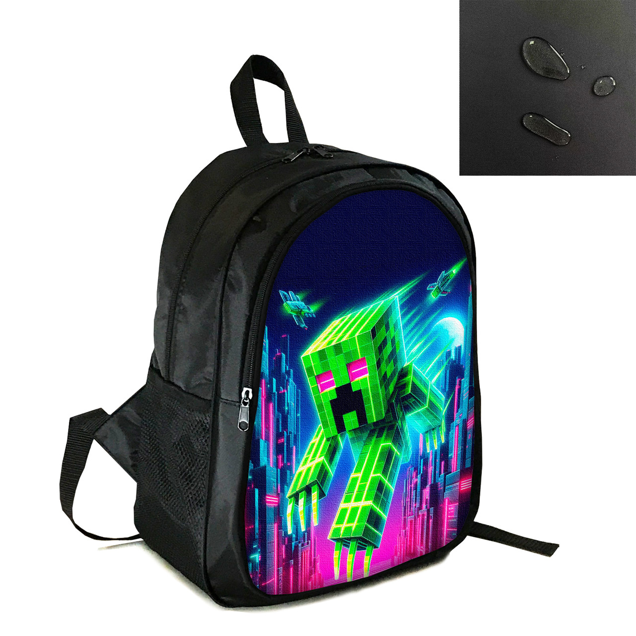 Рюкзак міський/шкільний 38×28см з принтом Minecraft Кріпер дитячий, підлітковий, спортивний (4181), фото 1