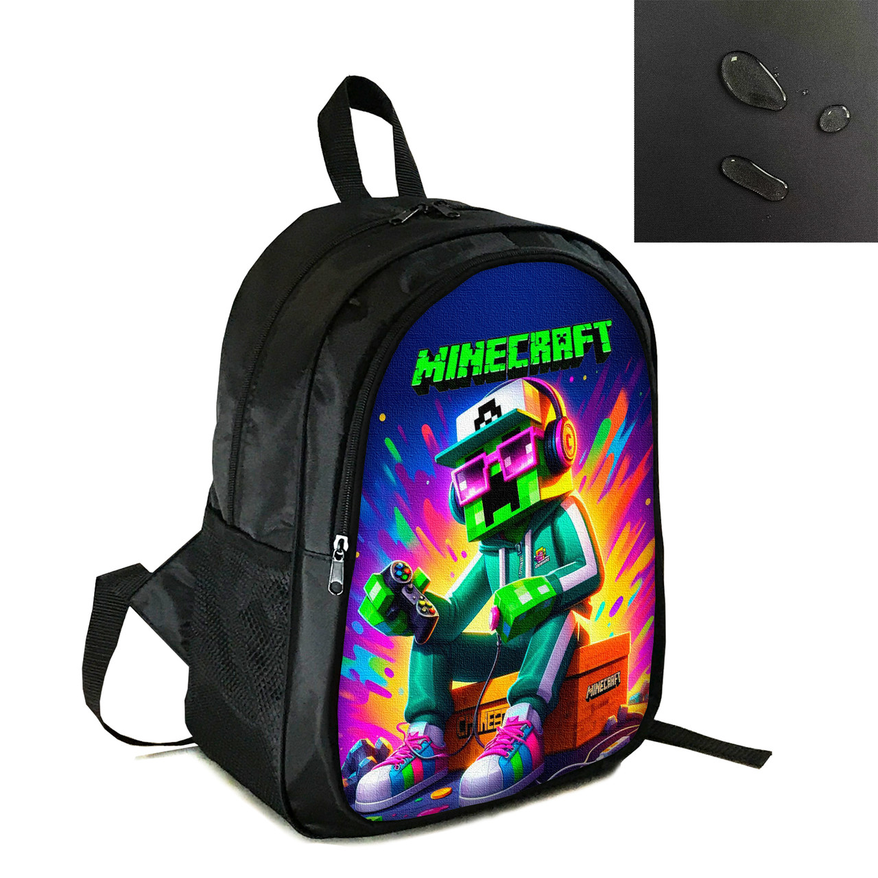 Рюкзак міський/шкільний 38×28см з принтом Minecraft Кріпер дитячий, підлітковий, спортивний (4183), фото 1