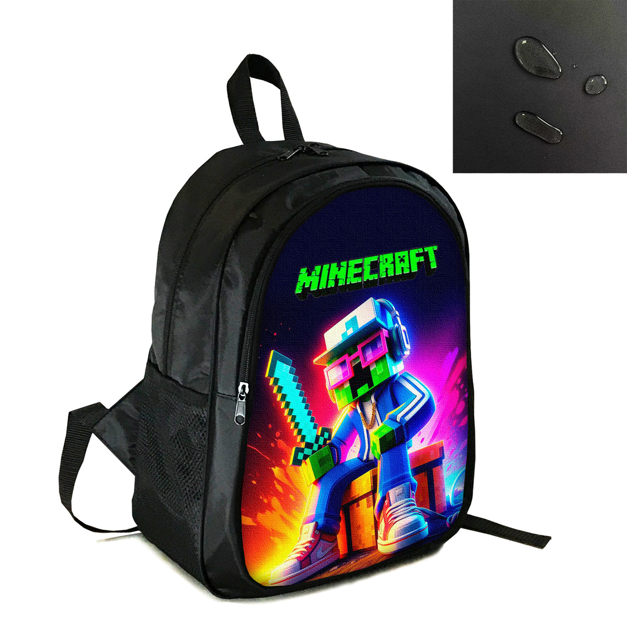 Рюкзак міський/шкільний 38×28см з принтом Minecraft Кріпер дитячий, підлітковий, спортивний (4186), фото 1