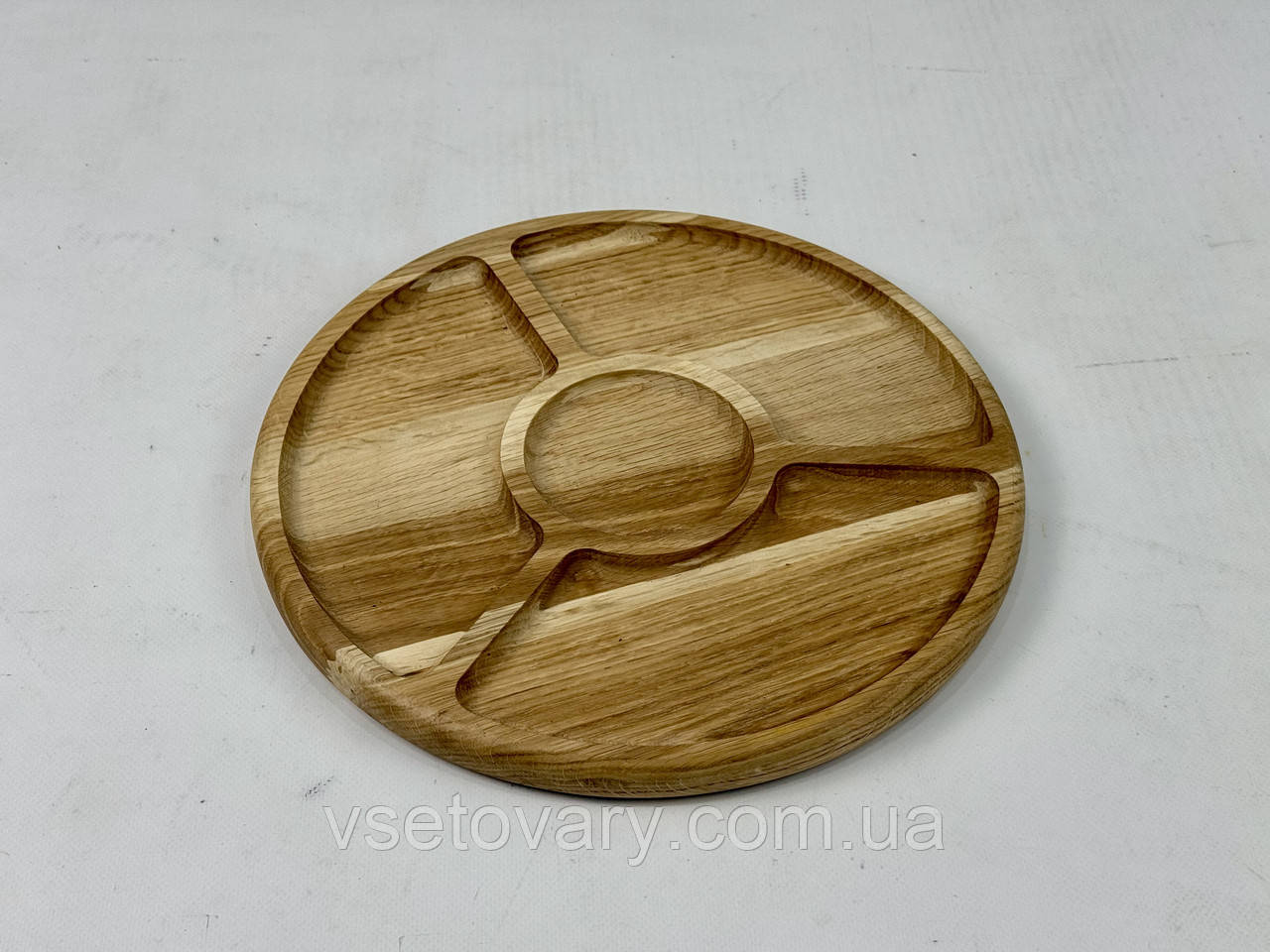 Менажница дерев'яна на 4 секції кругла, 30 см, фото 1